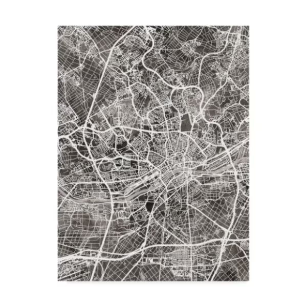 Michael Tompsett 'Frankfurt Germany City Map Black' Canvas Art, 14x19, Trademark Fine Art, Mfr#: MT02586-C1419GG